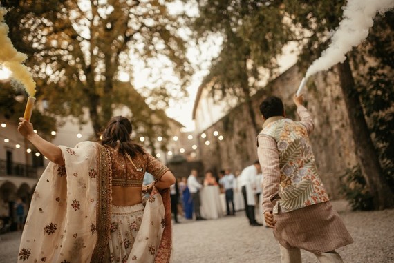 modern Indian wedding in a medieval castle