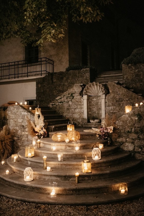 candlelight at castle wedding