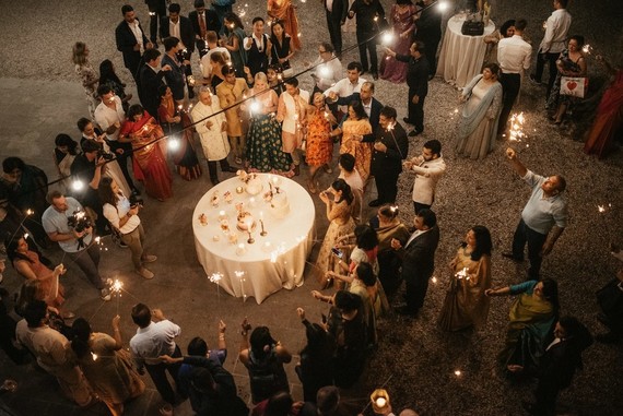 modern Indian wedding in a medieval castle