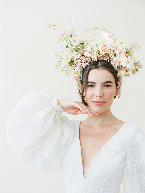 Dramatic floral bridal headpiece