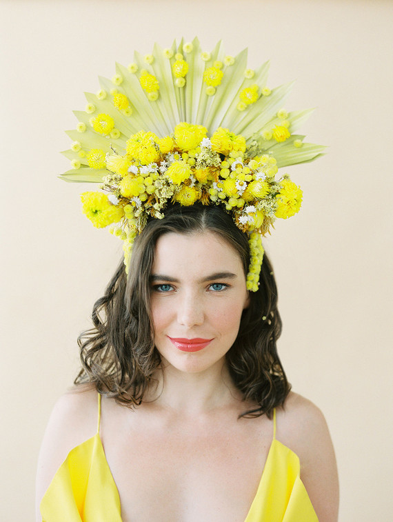 Dramatic floral bridal headpiece