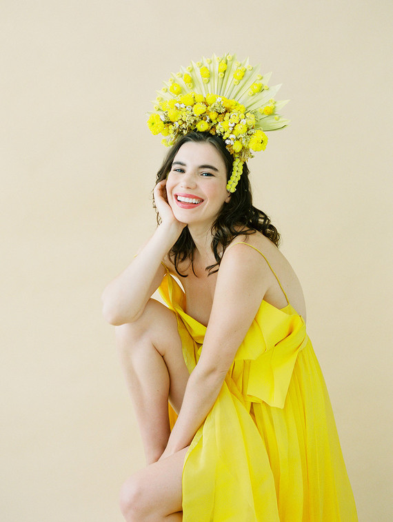 Dramatic floral bridal headpiece