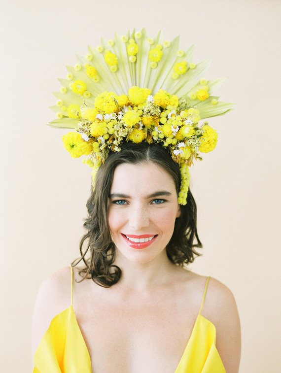 Dramatic floral bridal headpiece