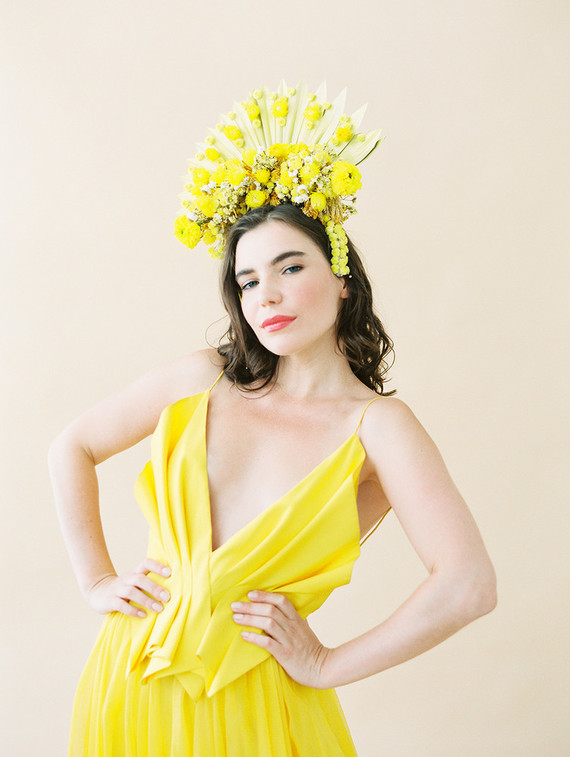 Dramatic floral bridal headpiece