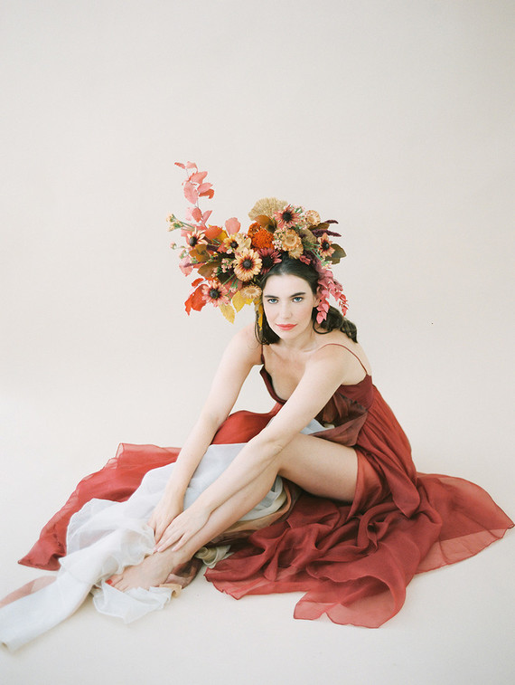 Dramatic floral bridal headpiece