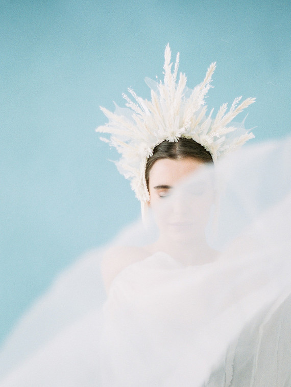 Dramatic floral bridal headpiece