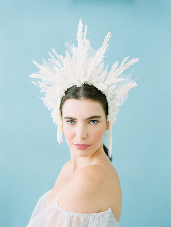 Dramatic floral bridal headpiece