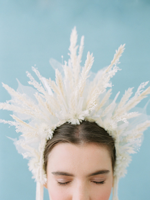Dramatic floral bridal headpiece