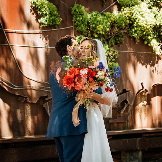 bright red bridal bouquet