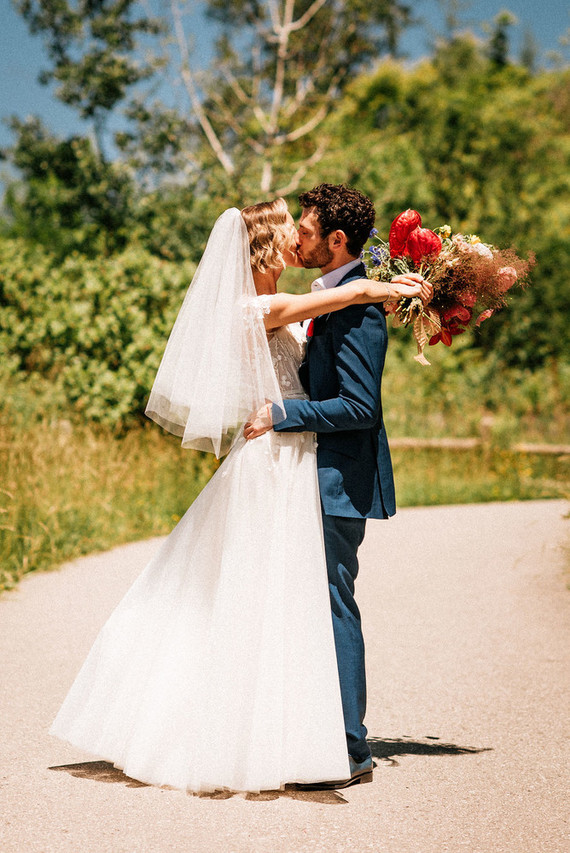 bright red bridal bouquet