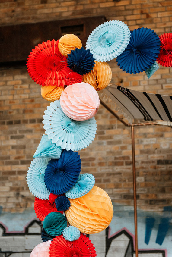 DIY rainbow ceremony arch