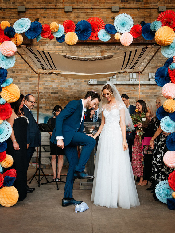 DIY rainbow ceremony arch