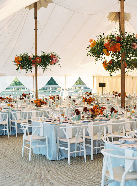Red floral wedding tablescape