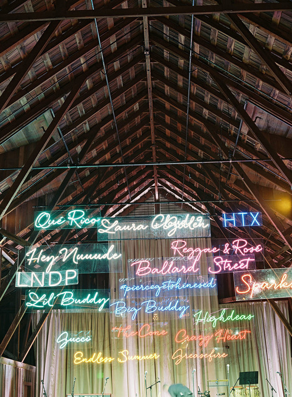 Neon signs at wedding