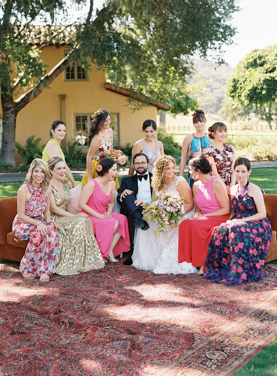 Colorful mixed prints bridesmaid dresses
