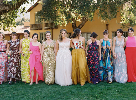 Colorful mixed prints bridesmaid dresses