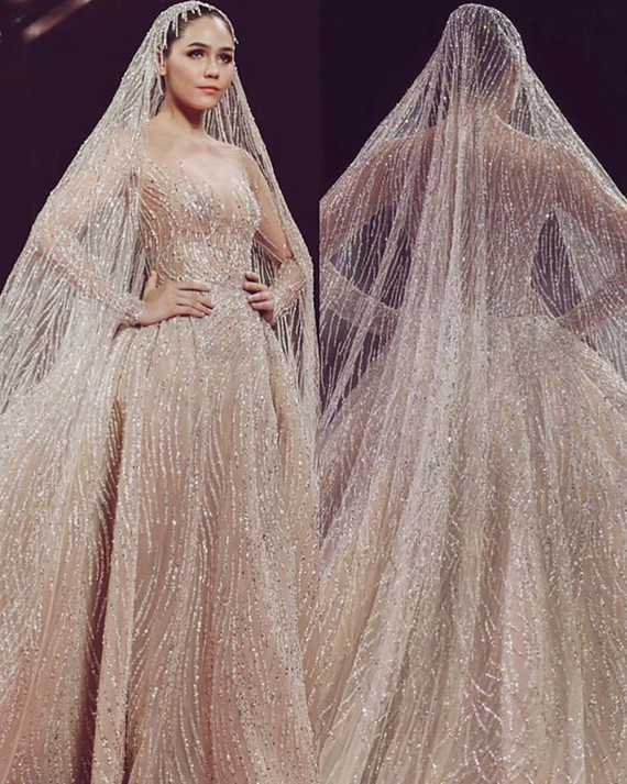 Sequin gown and veil