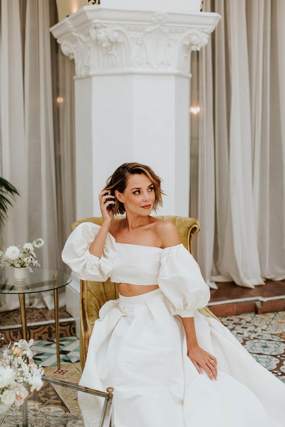 Monique Lhuillier two piece wedding dress