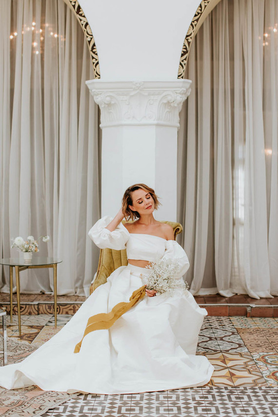 Monique Lhuillier two piece wedding dress