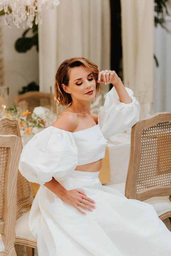 Monique Lhuillier two piece wedding dress