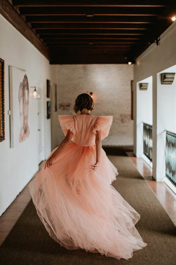 pink tulle wedding dress