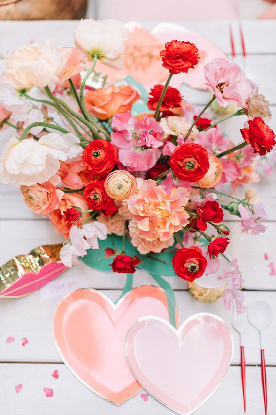 Red centerpiece for Valentine's florals