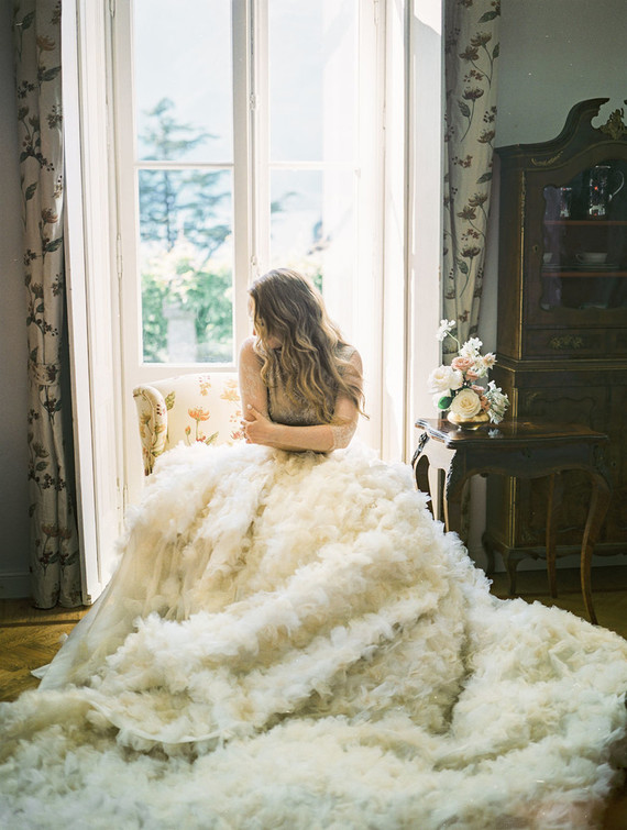 Dramatic ruffle wedding dress