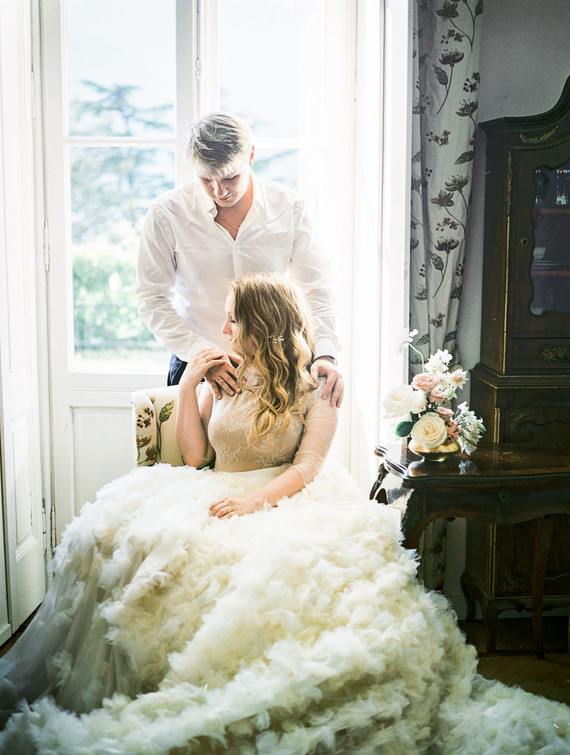 Dramatic ruffle wedding dress