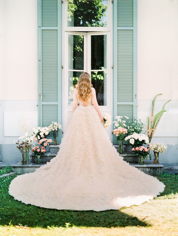 Dramatic ruffle wedding dress