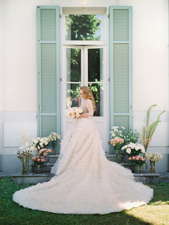 Dramatic ruffle wedding dress