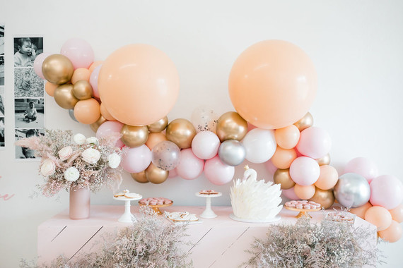 pink and peach balloon backdrop