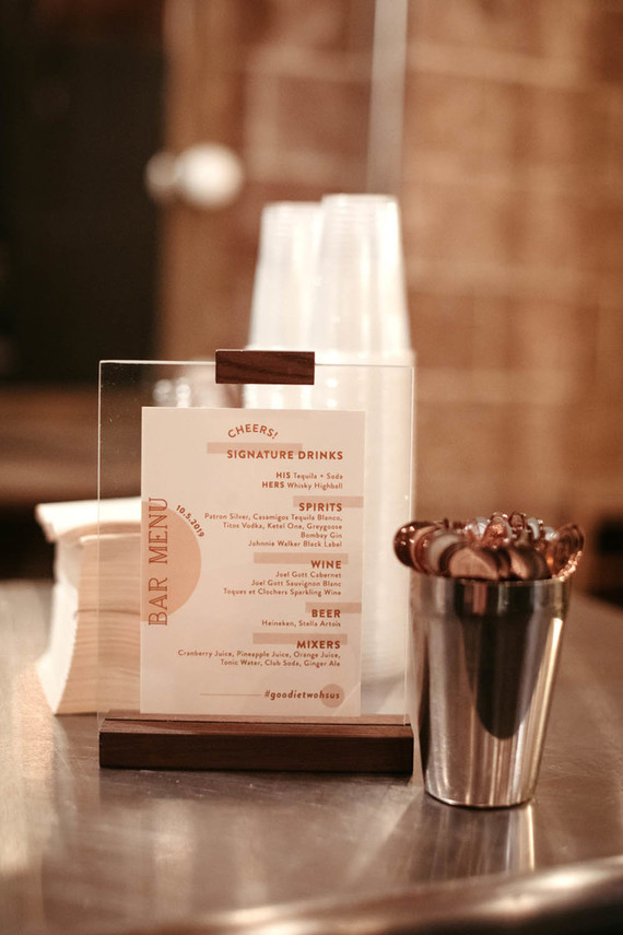 cocktail menu sign