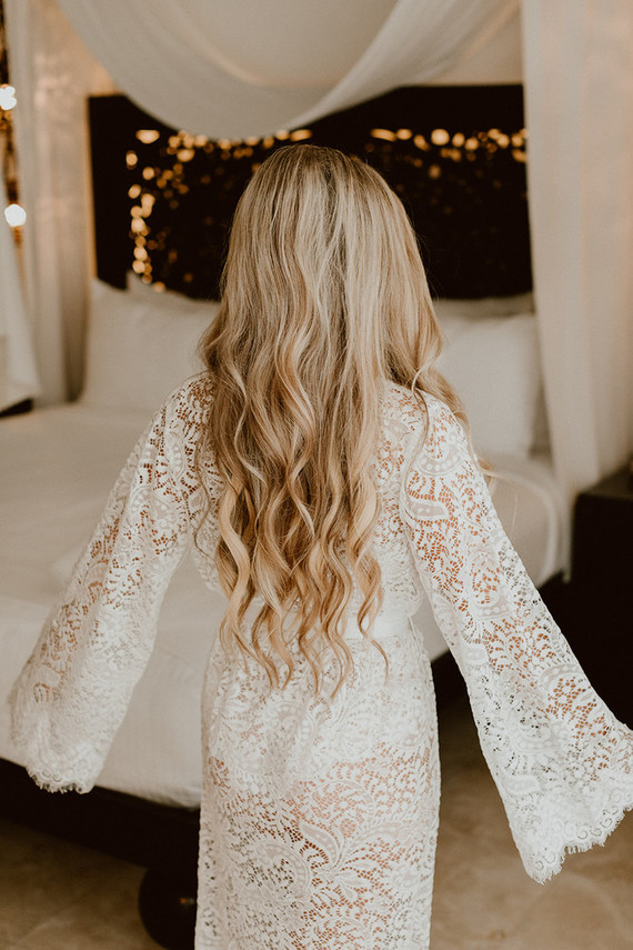 Lace bridal robe