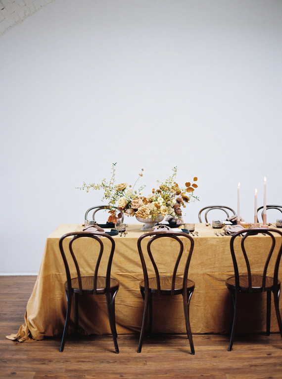 mustard yellow wedding tablescape