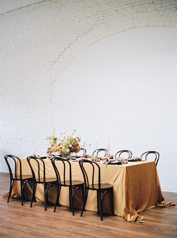 mustard yellow wedding tablescape
