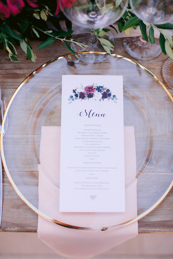 cute wedding place menu