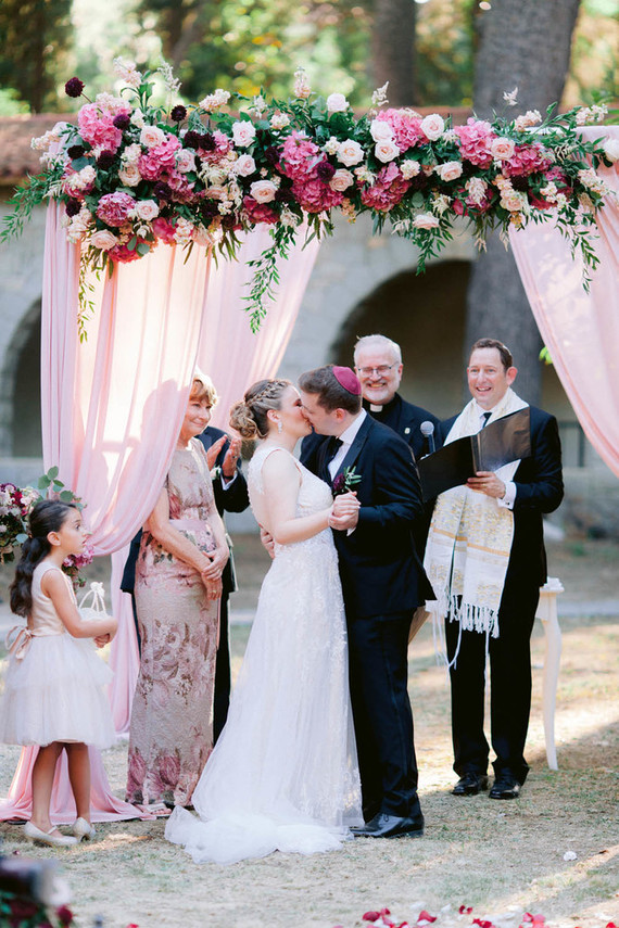 pink floral chuppah