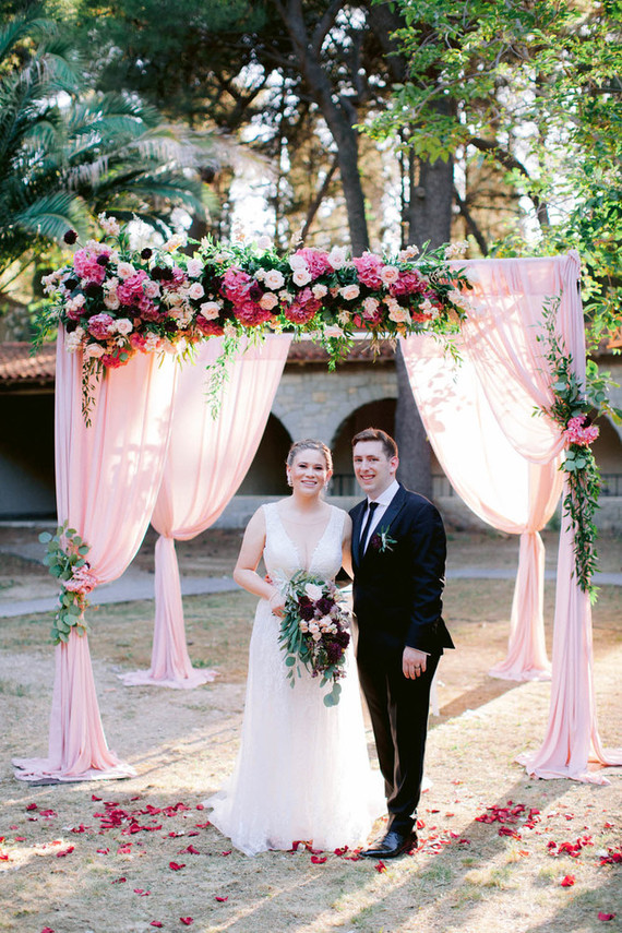 pink floral chuppah