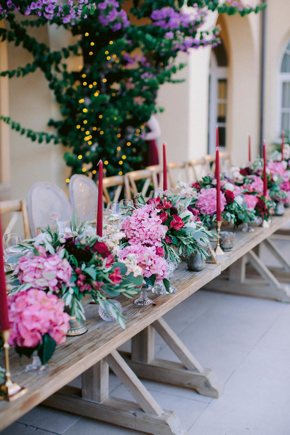 burgundy and blush tablescape