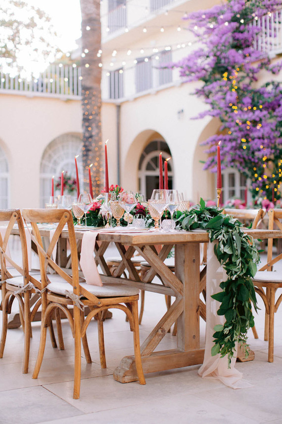burgundy and blush tablescape