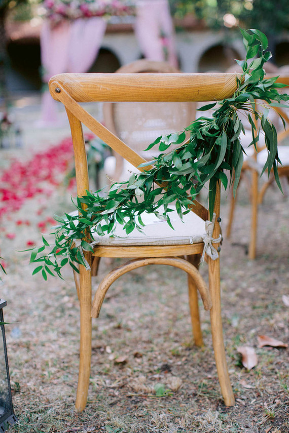 greenery for ceremony chairs