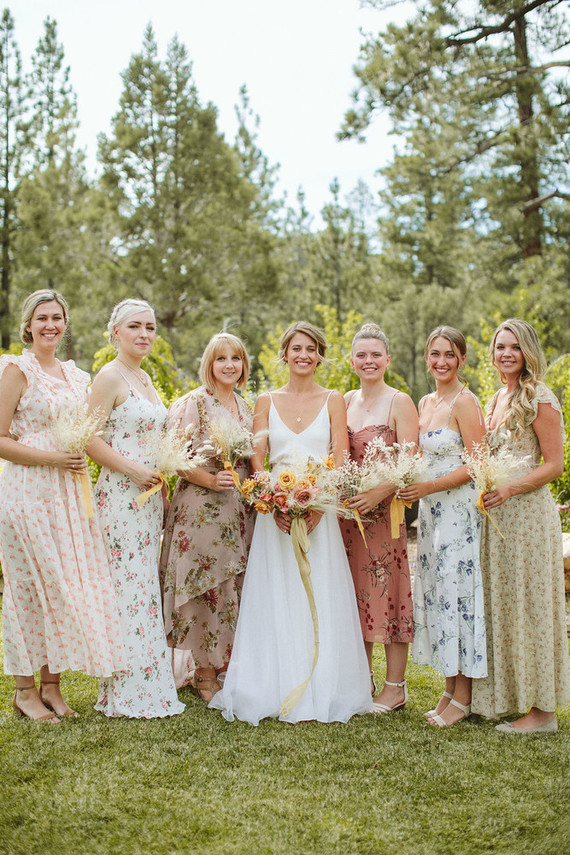 mismatched floral bridesmaids