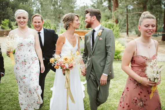 mismatched floral bridesmaids