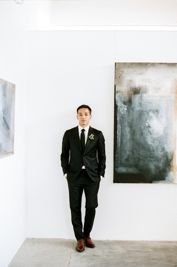 modern black groom's suit Inspiration
