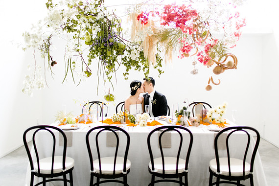 unique hanging floral installation