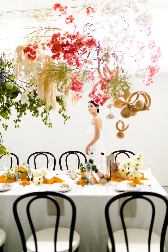 unique hanging floral installation