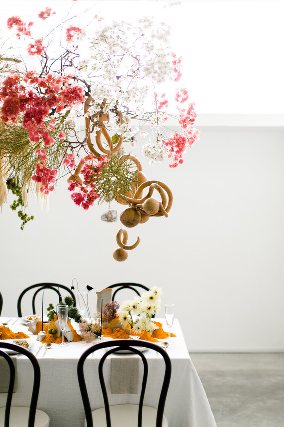 unique hanging floral installation