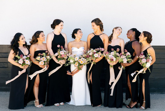 modern black bridesmaids dresses