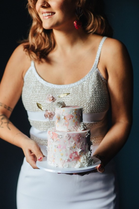 cute pink wedding cake
