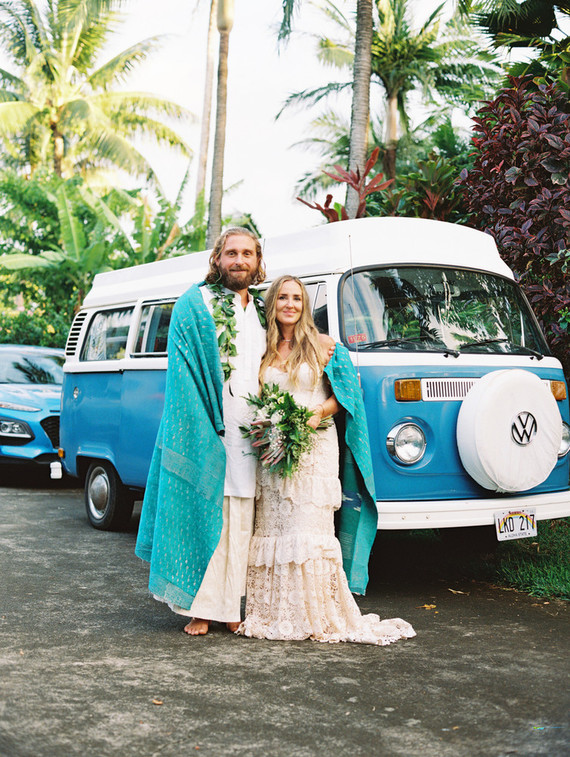 Ram Dass officiated this coupleâ€™s bohemian Maui wedding